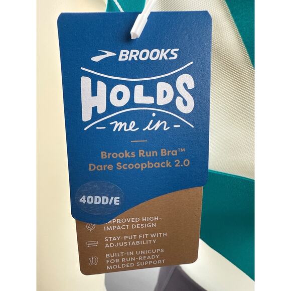 Brooks Sports Bra Dare Scoopback Run 2.0 Womens 40DD E Nile Green/Mint Size - Picture 6 of 8